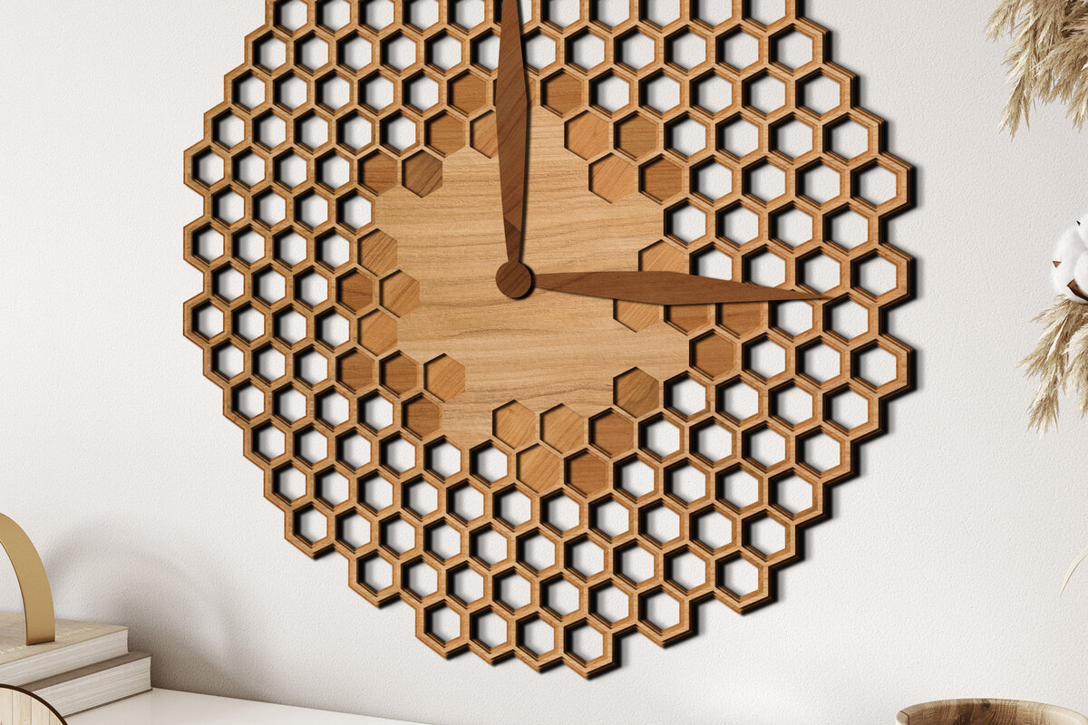 Intra απο ξύλο plywood 3mm-4mm πάχος – Πρότυπο κοπής με λέιζερ ρολόι τοίχου Δίασταση  40x30 cm INTRAFABR-68641723