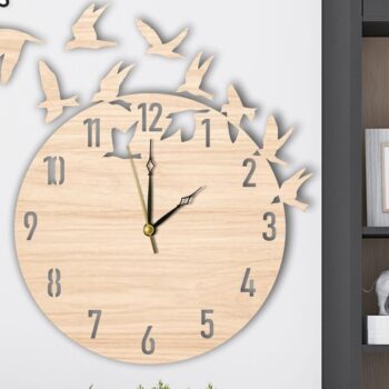 Intra απο ξύλο plywood 3mm-4mm πάχος – Ρολόι τοίχου Αρχείο κοπής με λέιζερ, Birds Flying Δίασταση  40x30 cm INTRAFABR-117953951 - Image 3