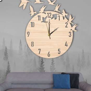 Intra απο ξύλο plywood 3mm-4mm πάχος – Ρολόι τοίχου Αρχείο κοπής με λέιζερ, Birds Flying Δίασταση  40x30 cm INTRAFABR-117953951 - Image 7