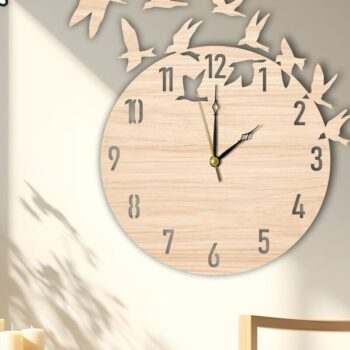 Intra απο ξύλο plywood 3mm-4mm πάχος – Ρολόι τοίχου Αρχείο κοπής με λέιζερ, Birds Flying Δίασταση  40x30 cm INTRAFABR-117953951 - Image 9