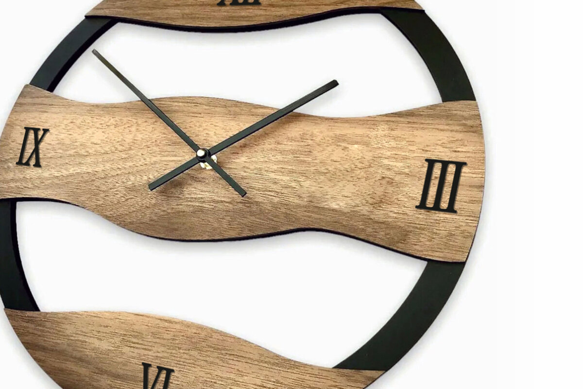 Intra απο ξύλο plywood 3mm-4mm πάχος – Ρολόι τοίχου, Αρχείο κοπής με λέιζερ Δίασταση  40x30 cm INTRAFABR-61858370