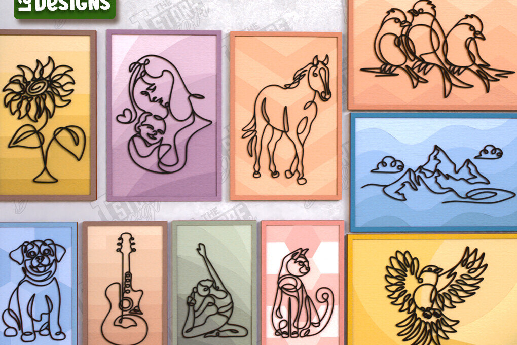 Intra απο ξύλο plywood 3mm-4mm πάχος – Διακόσμηση τοίχου Δέσμη κοπής με λέιζερ | Γραμμική Τέχνη Δίασταση  40x30 cm INTRAFABR-123627882