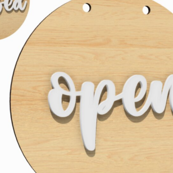 Intra απο ξύλο plywood 3mm-4mm πάχος – Επιτοίχια Ανοιχτή κλειστή πινακίδα Laser VG Δίασταση 20x20 cm INTRAFABR-116714896 - Image 1