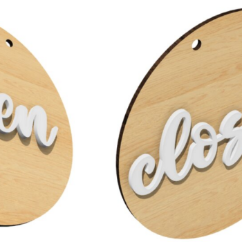 Intra απο ξύλο plywood 3mm-4mm πάχος – Επιτοίχια Ανοιχτή κλειστή πινακίδα Laser VG Δίασταση 20x20 cm INTRAFABR-116714896 - Image 3