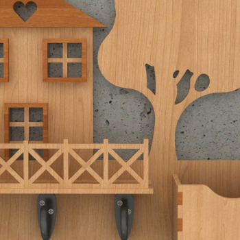 Intra απο ξύλο plywood 3mm-4mm πάχος –  θήκης για κλειδί τοίχου 109 Δίασταση  40x30 cm INTRAFABR-118028252 - Image 3