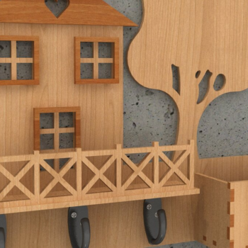 Intra απο ξύλο plywood 3mm-4mm πάχος –  θήκης για κλειδί τοίχου 109 Δίασταση  40x30 cm INTRAFABR-118028252 - Image 4