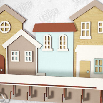 Intra απο ξύλο plywood 3mm-4mm πάχος – Κλειδιά τοίχου Κοπή Laser | Σχήμα σπιτιού Δίασταση  40x30 cm INTRAFABR-120962905 - Image 1