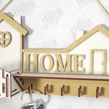 Intra απο ξύλο plywood 3mm-4mm πάχος – Κλειδιά τοίχου Κοπή Laser | Σχήμα σπιτιού Δίασταση  40x30 cm INTRAFABR-120962917 - Image 1