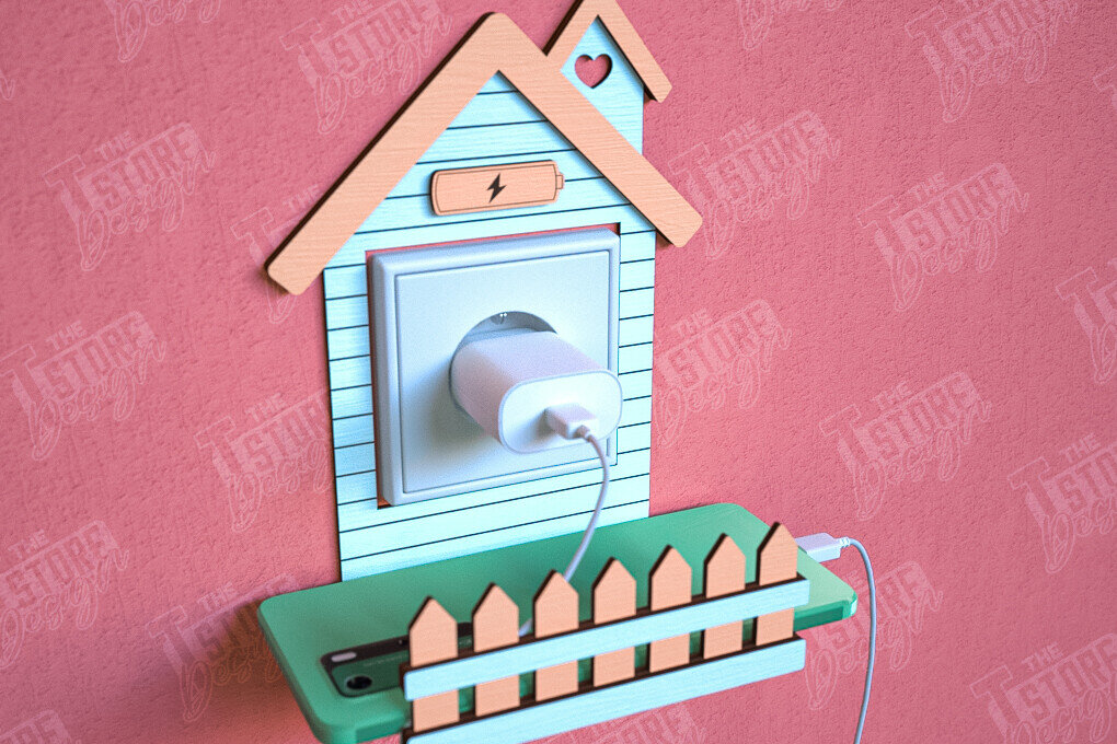 Intra απο ξύλο plywood 3mm-4mm πάχος – Βάση Φορτιστής Κινητού τοίχου | Αρχείο CNC Δίασταση  40x30 cm INTRAFABR-102064713