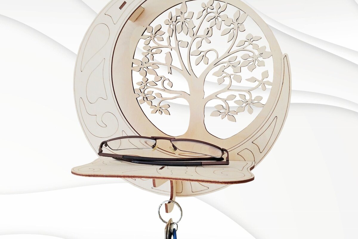 Intra απο ξύλο plywood 3mm-4mm πάχος – Ράφι τοίχου Moon Tree Αρχείο κοπής με λέιζερ Δίασταση  40x30 cm INTRAFABR-65453421