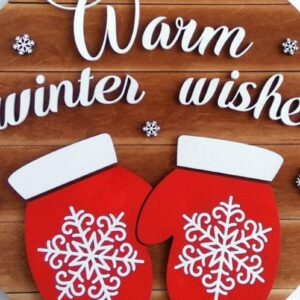 Intra απο ξύλο plywood 3mm-4mm πάχος – Ζεστό χειμερινό σημάδι ευχών Δίασταση 20x20 cm INTRAFABR-33159256