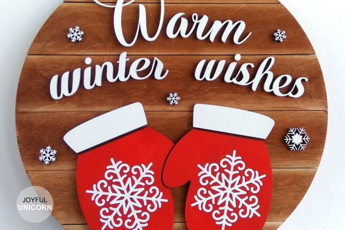 Intra απο ξύλο plywood 3mm-4mm πάχος – Ζεστό χειμερινό σημάδι ευχών Δίασταση  20x20 cm INTRAFABR-33159256