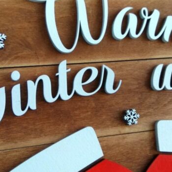 Intra απο ξύλο plywood 3mm-4mm πάχος – Ζεστό χειμερινό σημάδι ευχών Δίασταση  20x20 cm INTRAFABR-33159256 - Image 2