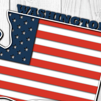 Intra απο ξύλο plywood 3mm-4mm πάχος – Washington USA 3d Flag Paper cut Δίασταση  20x20 cm INTRAFABR-65211115 - Image 1