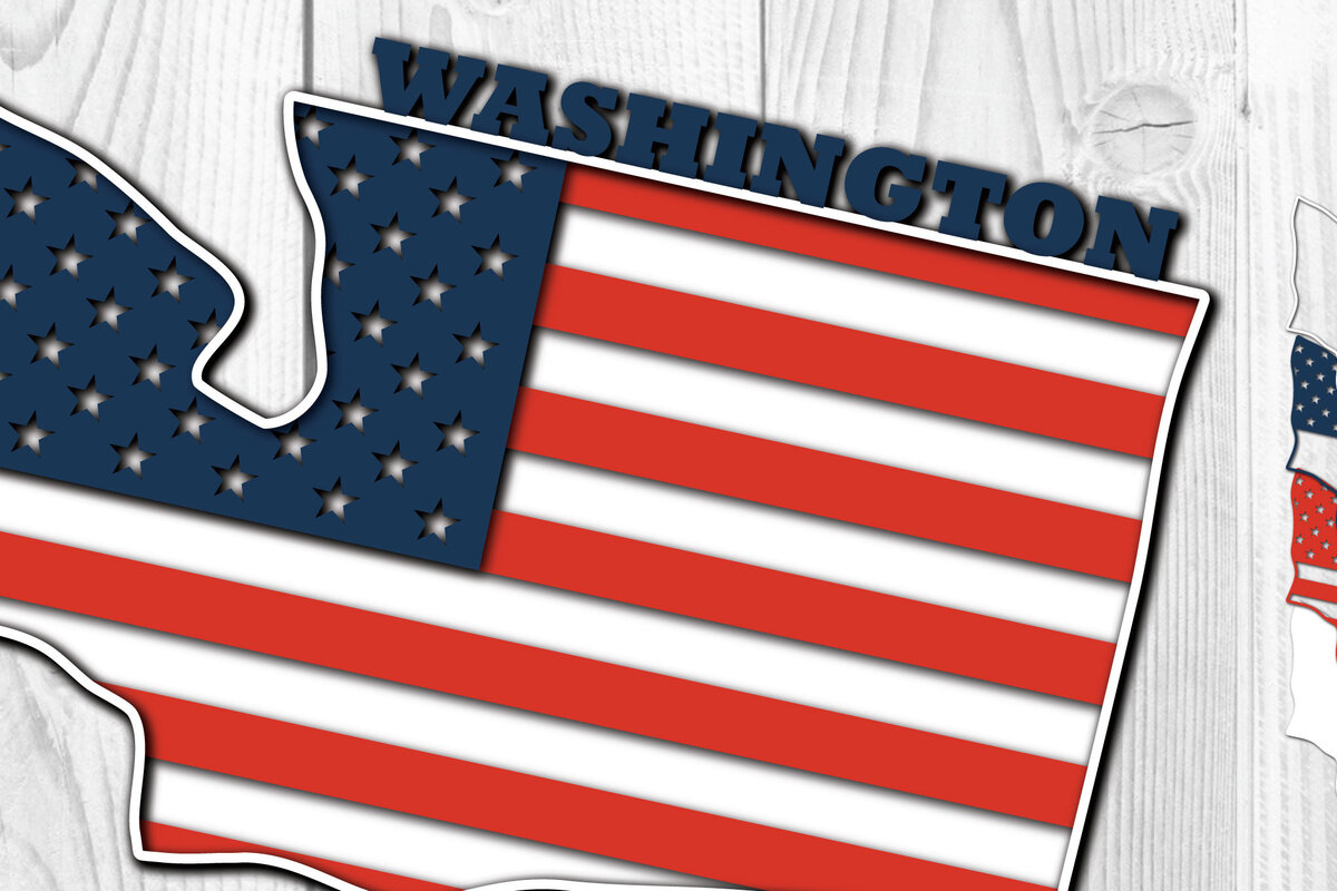 Intra απο ξύλο plywood 3mm-4mm πάχος – Washington USA 3d Flag Paper cut Δίασταση  20x20 cm INTRAFABR-65211115