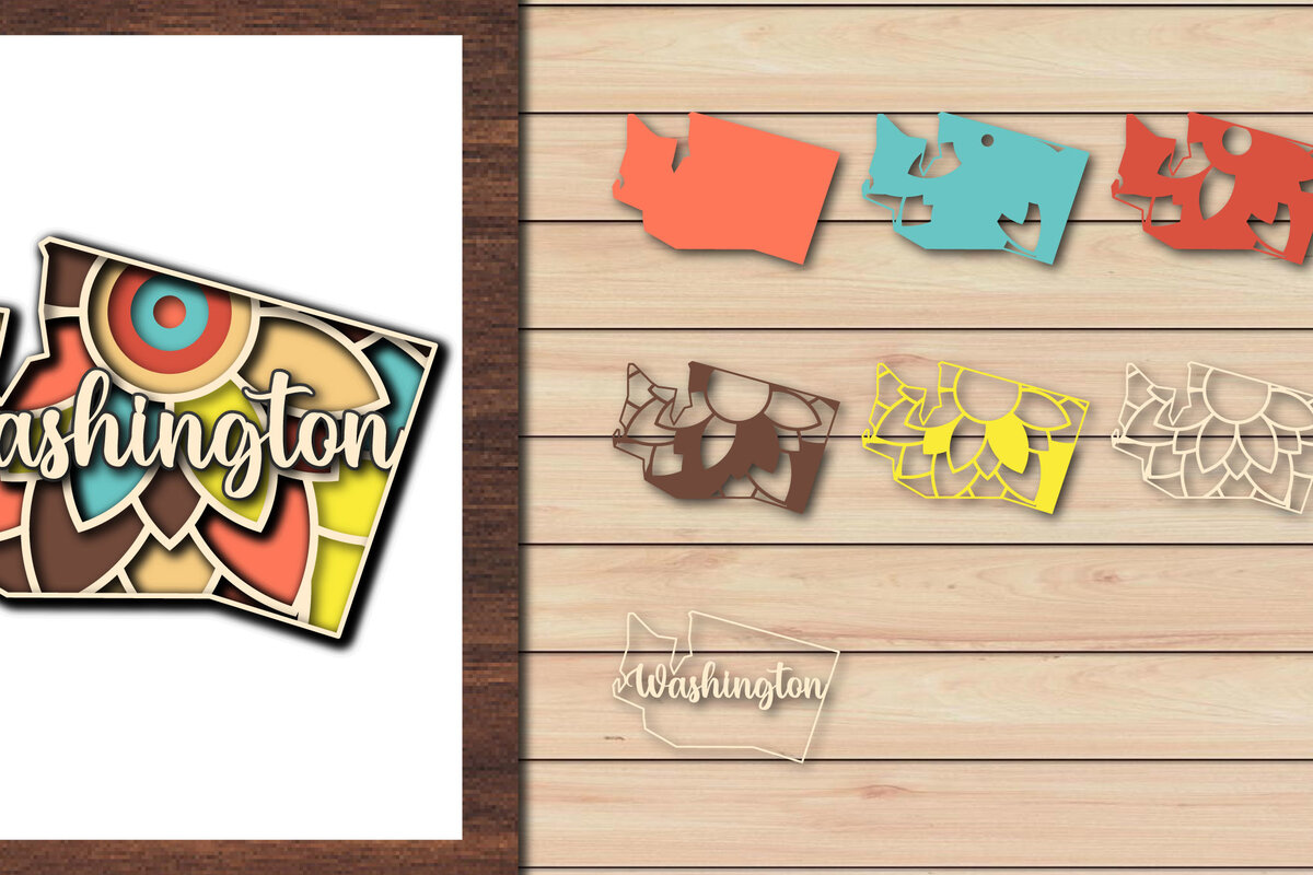 Intra απο ξύλο plywood 3mm-4mm πάχος – Κοπή χαρτιού 3d State Washington USA Δίασταση  20x20 cm INTRAFABR-64957914