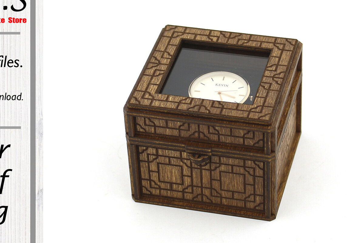 Intra απο ξύλο plywood 3mm-4mm πάχος – Κουτί ρολογιού. Αρχείο κοπής με λέιζερ. Δίασταση  20x20 cm INTRAFABR-88823593