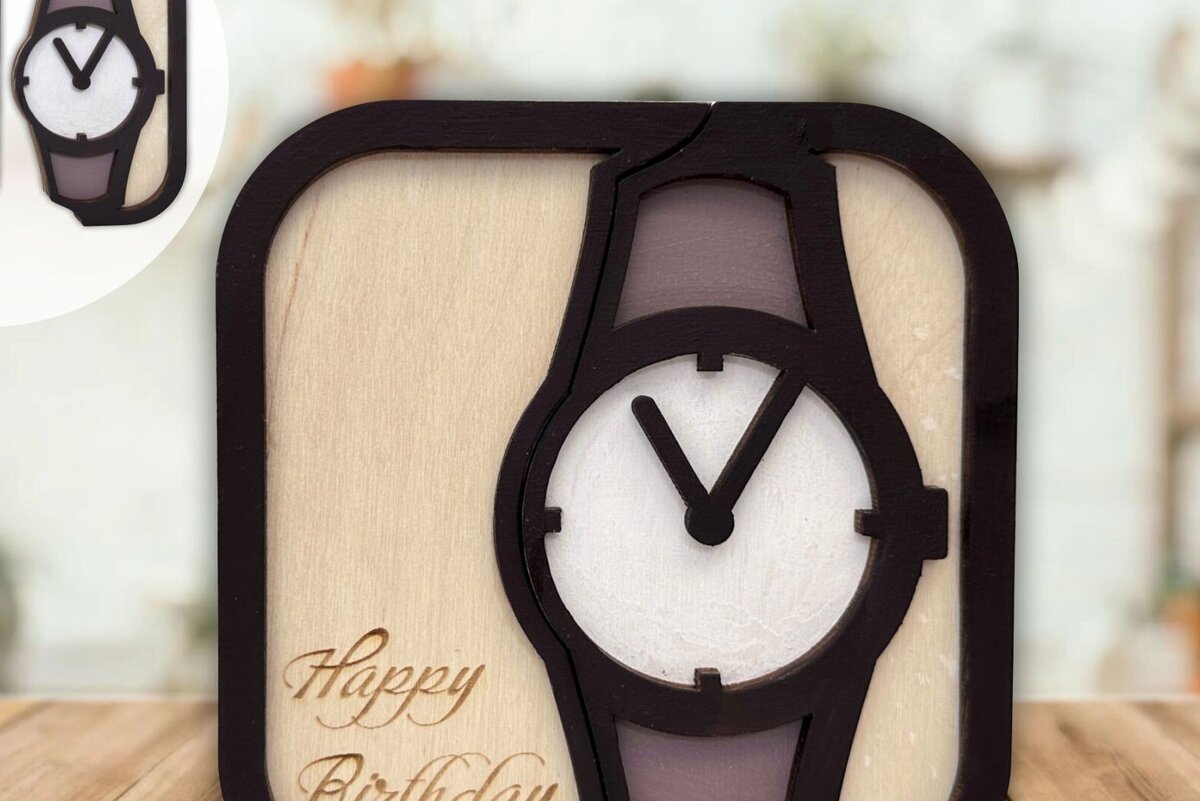 Intra απο ξύλο plywood 3mm-4mm πάχος – Παρακολουθήστε Κάτοχος δωροκάρτας Happy Birthday Δίασταση  20x20 cm INTRAFABR-98201911