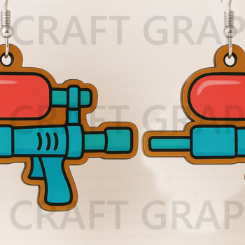 Intra απο ξύλο plywood 3mm-4mm πάχος – Σκουλαρίκια Water Gun Δίασταση 5x5 cm INTRAFABR-123410695 - Image 1