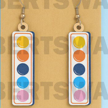 Intra απο ξύλο plywood 3mm-4mm πάχος – Σκουλαρίκια παλέτας ακουαρέλας Δίασταση  5x5 cm INTRAFABR-124968304 - Image 1