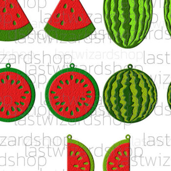 Intra απο ξύλο plywood 3mm-4mm πάχος – Σκουλαρίκια καρπούζι Πακέτο, Φρούτα Δίασταση  5x5 cm INTRAFABR-25097407 - Image 1