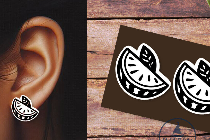 Intra απο ξύλο plywood 3mm-4mm πάχος – Σκουλαρίκια καρπούζι Summer Δίασταση  5x5 cm INTRAFABR-120167831