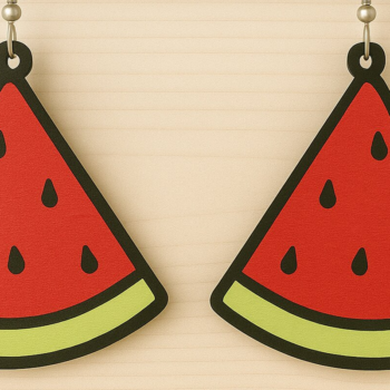 Intra απο ξύλο plywood 3mm-4mm πάχος – Σκουλαρίκια καρπούζι Δίασταση  5x5 cm INTRAFABR-123080683 - Image 1