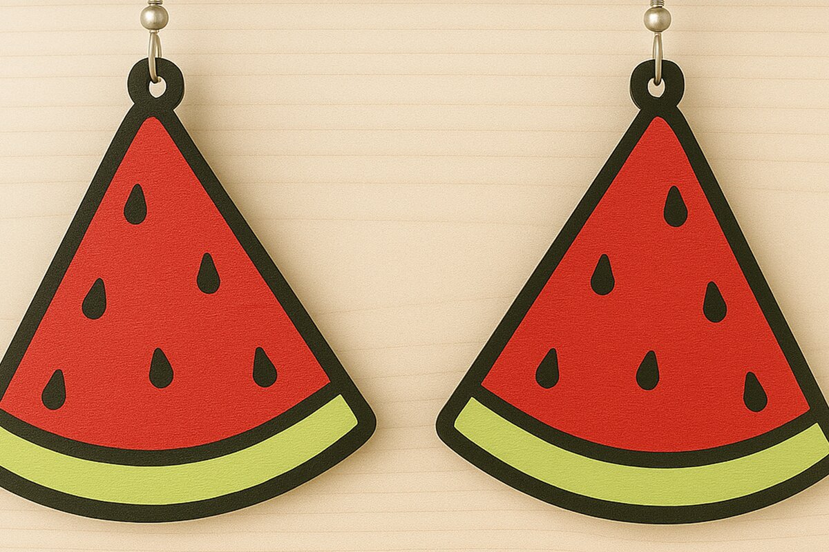 Intra απο ξύλο plywood 3mm-4mm πάχος – Σκουλαρίκια καρπούζι Δίασταση  5x5 cm INTRAFABR-123080683