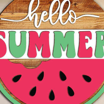 Intra απο ξύλο plywood 3mm-4mm πάχος – Καρπούζι καλοκαιρινή κρεμάστρα πόρτας Δίασταση  20x20 cm INTRAFABR-123052312 - Image 1