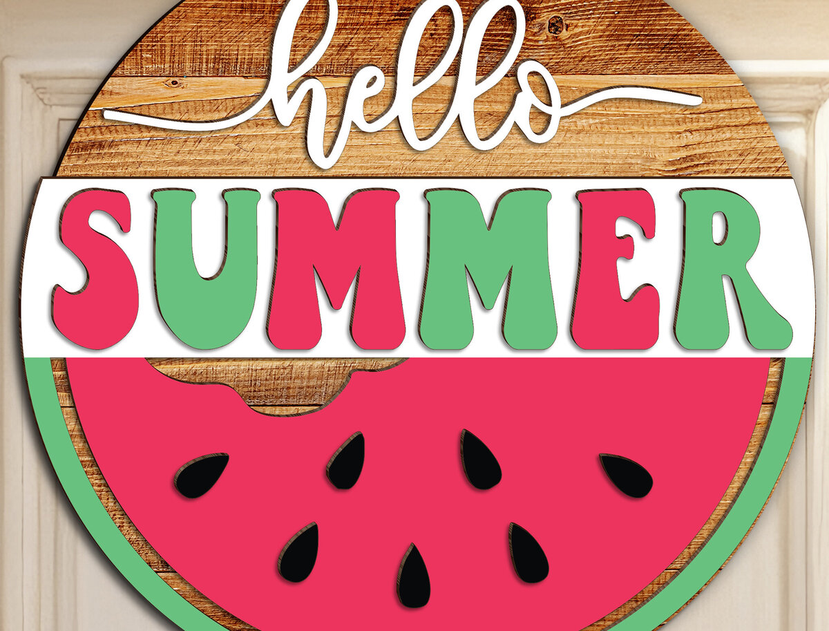 Intra απο ξύλο plywood 3mm-4mm πάχος – Καρπούζι καλοκαιρινή κρεμάστρα πόρτας Δίασταση  20x20 cm INTRAFABR-123052312