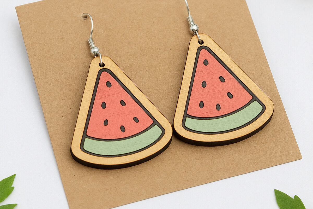 Intra απο ξύλο plywood 3mm-4mm πάχος – Σκουλαρίκια Τρίγωνο Καρπούζι Δίασταση  5x5 cm INTRAFABR-123818116