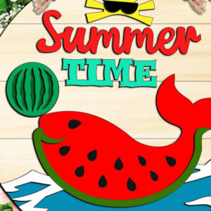 Intra απο ξύλο plywood 3mm-4mm πάχος – Watermelon Whale Summer Door Hanger Δίασταση  20x20 cm INTRAFABR-105822676