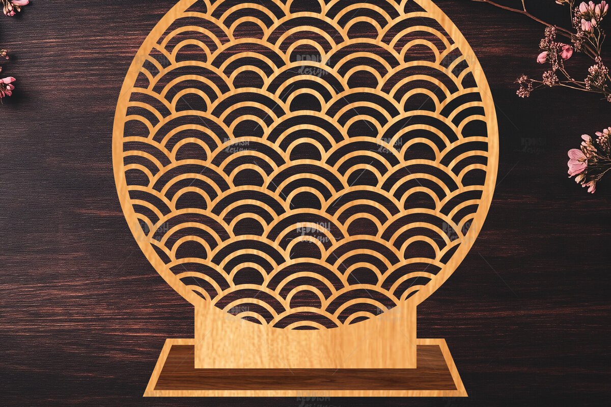 Intra απο ξύλο plywood 3mm-4mm πάχος – Στήριγμα κοσμημάτων Wave Pattern Δίασταση  20x20 cm INTRAFABR-119648398