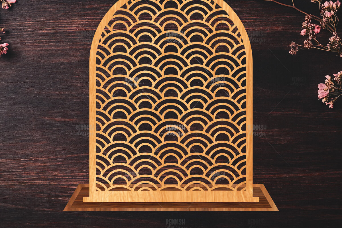 Intra απο ξύλο plywood 3mm-4mm πάχος – Στήριγμα κοσμημάτων Wave Pattern Δίασταση  20x20 cm INTRAFABR-119648306