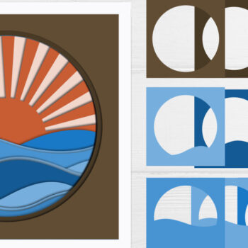 Intra απο ξύλο plywood 3mm-4mm πάχος – Waves Shadow Box, 3d Ocean Layered Δίασταση 20x20 cm INTRAFABR-66220132 - Image 1