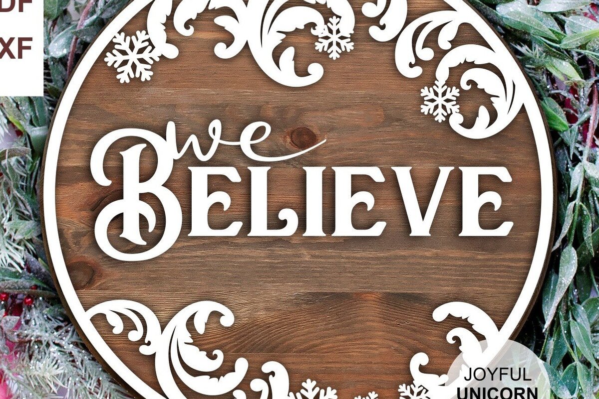 Intra απο ξύλο plywood 3mm-4mm πάχος – Το αρχείο πιστεύουμε Χριστουγεννιάτικο σημάδι Δίασταση  20x20 cm INTRAFABR-35184920