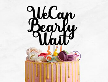 Intra απο ξύλο plywood 3mm-4mm πάχος – We Can Bearly Wait Cake Topper Δίασταση  20x20 cm INTRAFABR-75261443 - Image 1