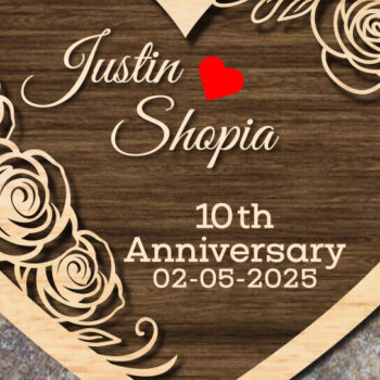 Intra απο ξύλο plywood 3mm-4mm πάχος – Κοπή με λέιζερ σε σχήμα αγάπης επετείου γάμου Δίασταση  20x20 cm INTRAFABR-113731800 - Image 2