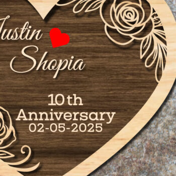 Intra απο ξύλο plywood 3mm-4mm πάχος – Κοπή με λέιζερ σε σχήμα αγάπης επετείου γάμου Δίασταση  20x20 cm INTRAFABR-113731800 - Image 1