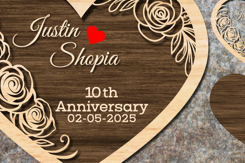 Intra απο ξύλο plywood 3mm-4mm πάχος – Κοπή με λέιζερ σε σχήμα αγάπης επετείου γάμου Δίασταση  20x20 cm INTRAFABR-113731800