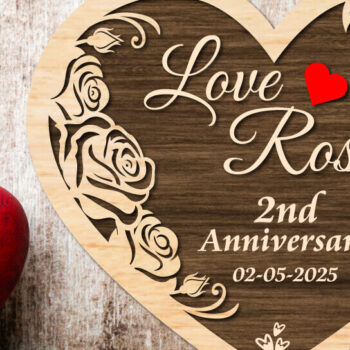 Intra απο ξύλο plywood 3mm-4mm πάχος – Κοπή με λέιζερ σε σχήμα αγάπης επετείου γάμου Δίασταση  20x20 cm INTRAFABR-113731800 - Image 3