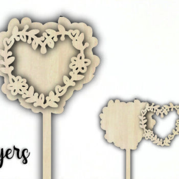 Intra απο ξύλο plywood 3mm-4mm πάχος – Κορνίζα Topper Cake Γάμου, Γενέθλια Δίασταση  20x20 cm INTRAFABR-110542328 - Image 1