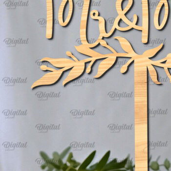 Intra απο ξύλο plywood 3mm-4mm πάχος – Topper Γαμήλιας Τούρτας Κοπή Laser Δίασταση  20x20 cm INTRAFABR-98917723 - Image 1