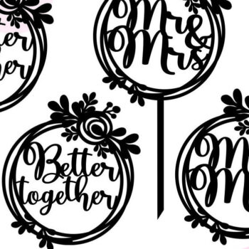 Intra απο ξύλο plywood 3mm-4mm πάχος – Wedding Cake Topper, Mr and Mrs Δίασταση  20x20 cm INTRAFABR-29717054 - Image 1