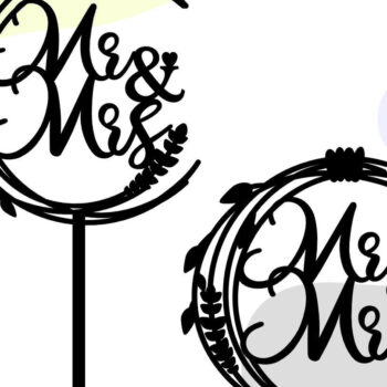 Intra απο ξύλο plywood 3mm-4mm πάχος – Wedding Cake Topper, Mr and Mrs Δίασταση  20x20 cm INTRAFABR-57979682 - Image 1