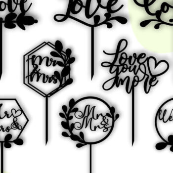 Intra απο ξύλο plywood 3mm-4mm πάχος – Wedding Cake Topper, Mr and Mrs Δίασταση  20x20 cm INTRAFABR-116623585 - Image 1