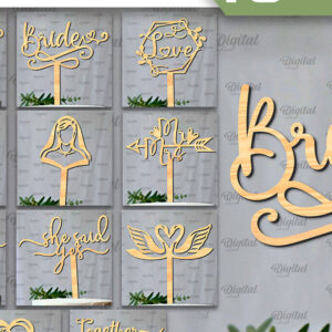 Intra απο ξύλο plywood 3mm-4mm πάχος – Πακέτο κοπής Laser Toppers Wedding Cake Toppers Δίασταση 20x20 cm INTRAFABR-98973966