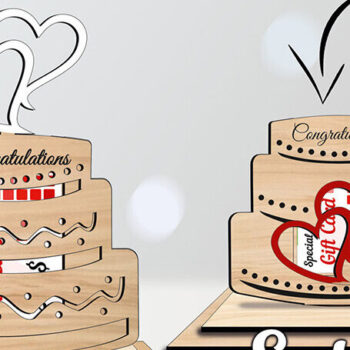 Intra απο ξύλο plywood 3mm-4mm πάχος – Γαμήλια Τούρτα Δωροκάρτα Κάτοχος χρημάτων Δίασταση  20x20 cm INTRAFABR-103463678 - Image 1