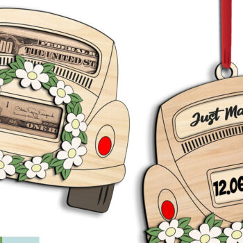 Intra απο ξύλο plywood 3mm-4mm πάχος – Κάτοχος χρημάτων Beetle Car Wedding Car Παντρεμένος Δίασταση  20x20 cm INTRAFABR-102046015 - Image 2