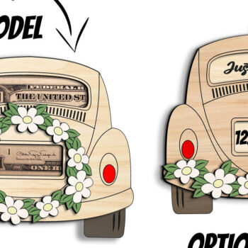 Intra απο ξύλο plywood 3mm-4mm πάχος – Κάτοχος χρημάτων Beetle Car Wedding Car Παντρεμένος Δίασταση  20x20 cm INTRAFABR-102046015 - Image 3